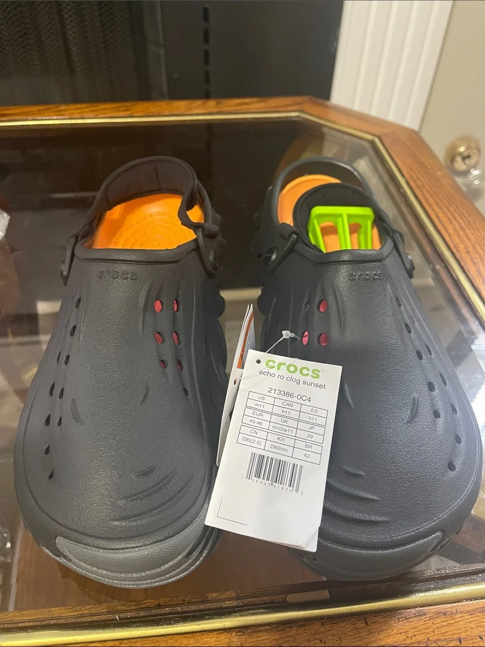 CROCS Echo Ro Clog Sunset in Black with Orange Accent